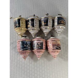 Thomas Kinkade Heirloom Glass Vintage Ornaments Lot Of 7 Bradford Exchange 2001